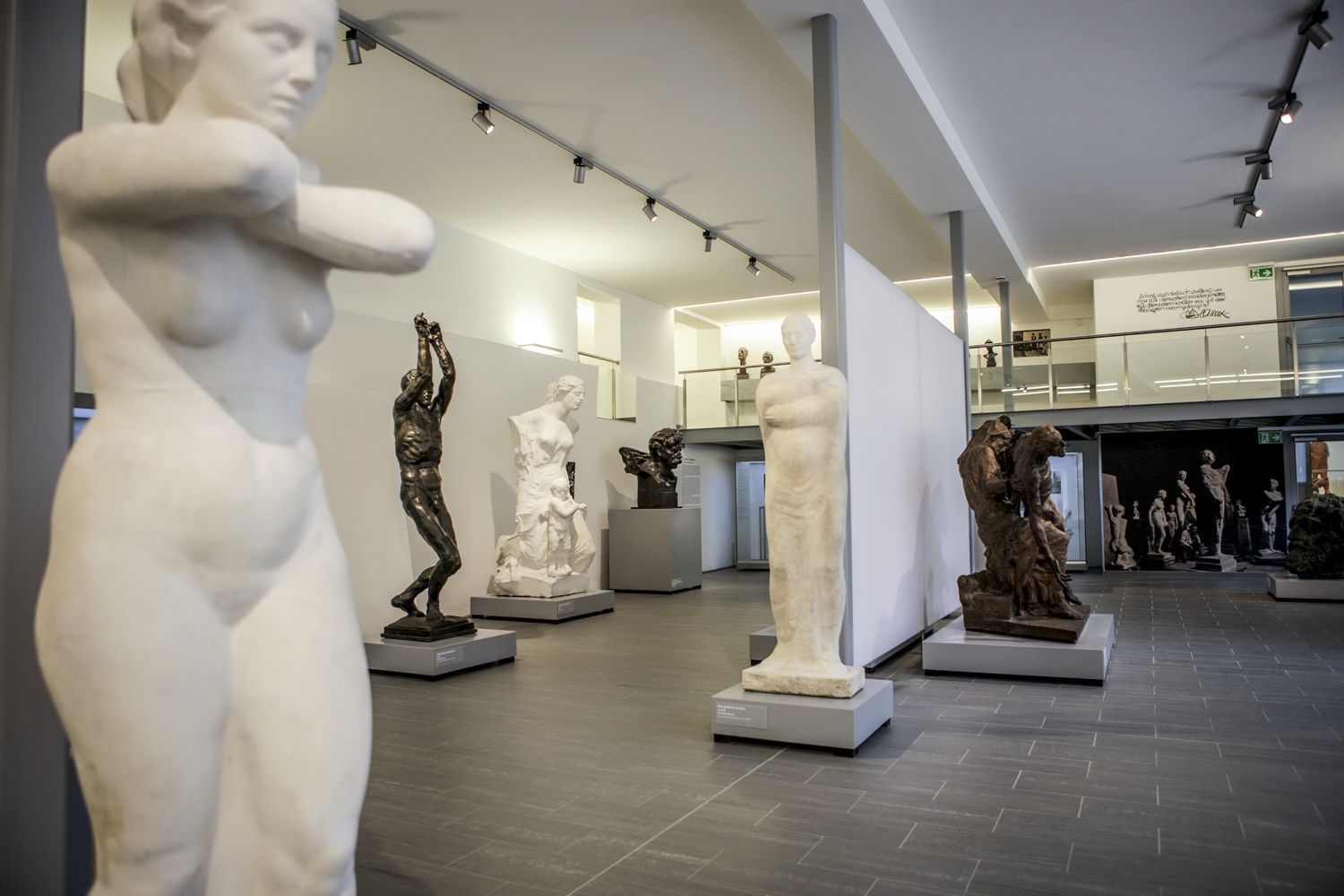 Interior view of the Langenzersdorf Museum with several sculptures.