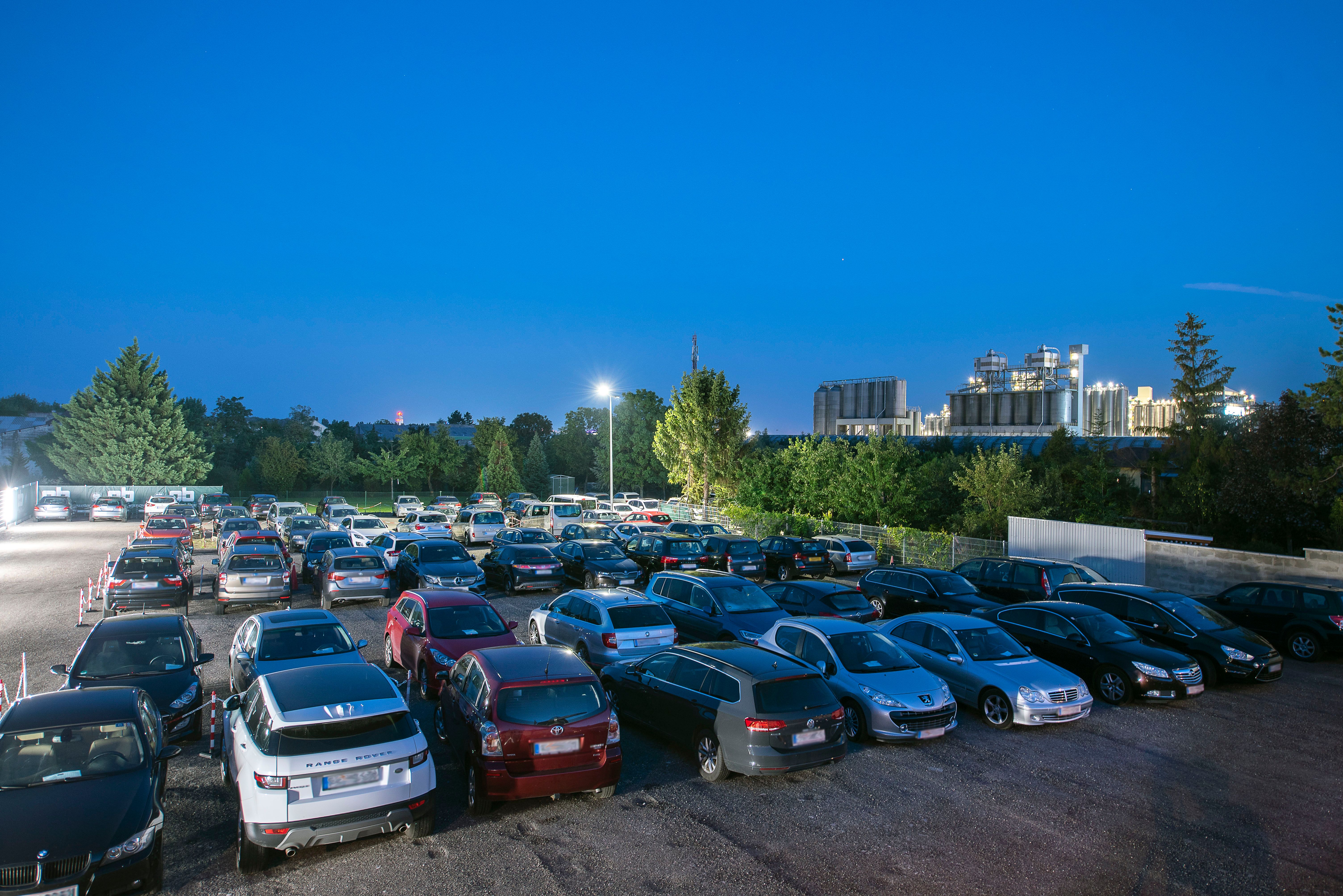 Park & Fly, parking lot with cars at Vienna Airport