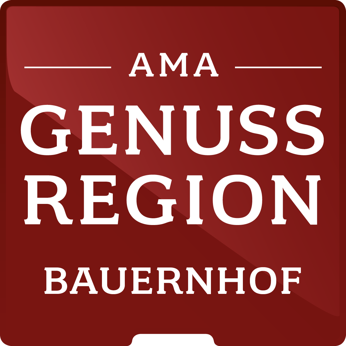 Logo of the AMA Genussregion with the inscription 'Bauernhof'.