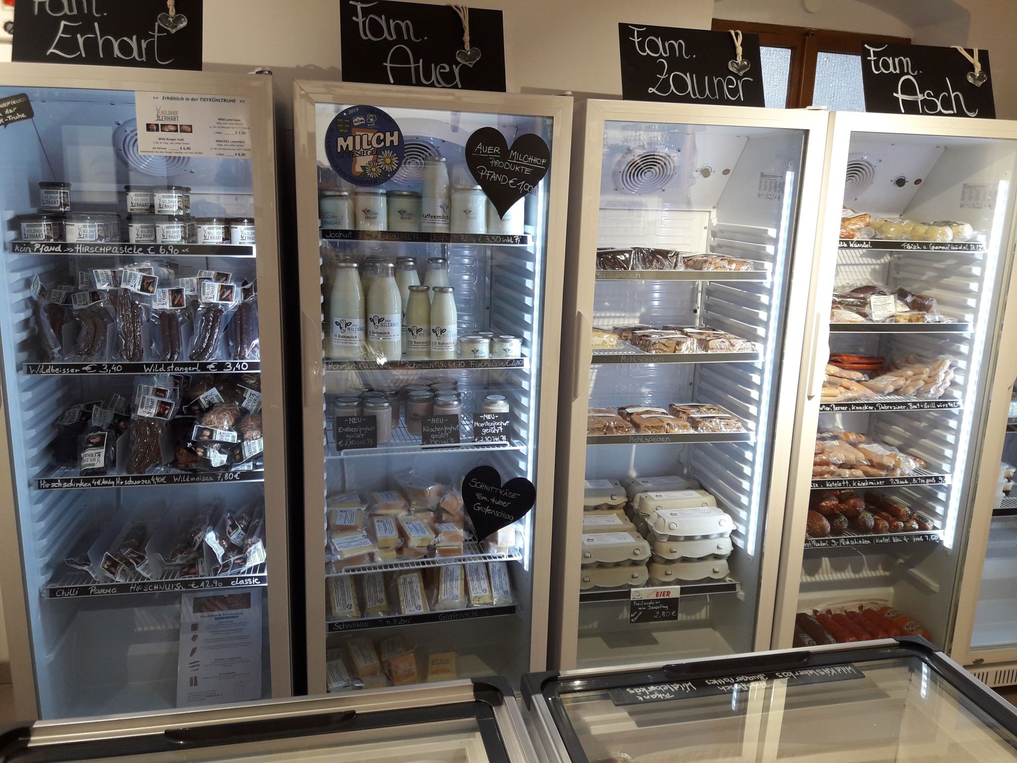Chilled products in the farm store