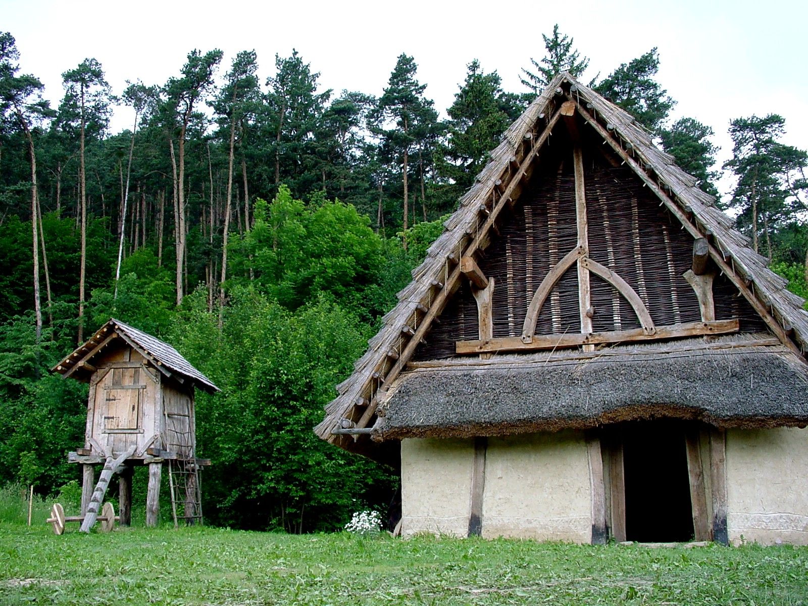 Traditional wooden houses in the Elsarn open-air museum.
