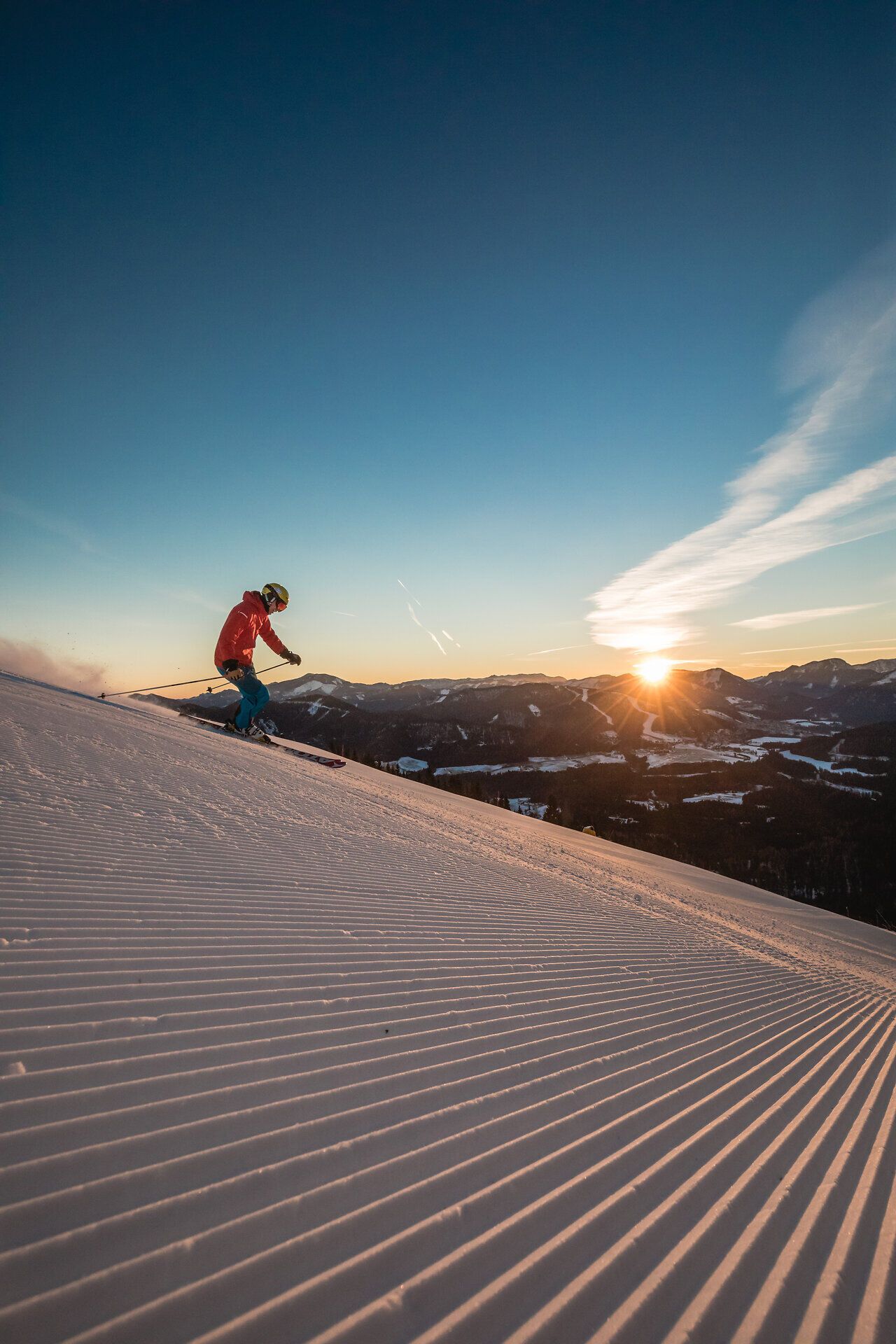 Guga Hö Morgenskifahren auf der Gemeindealpe Mitterbach im Mariazellerland.