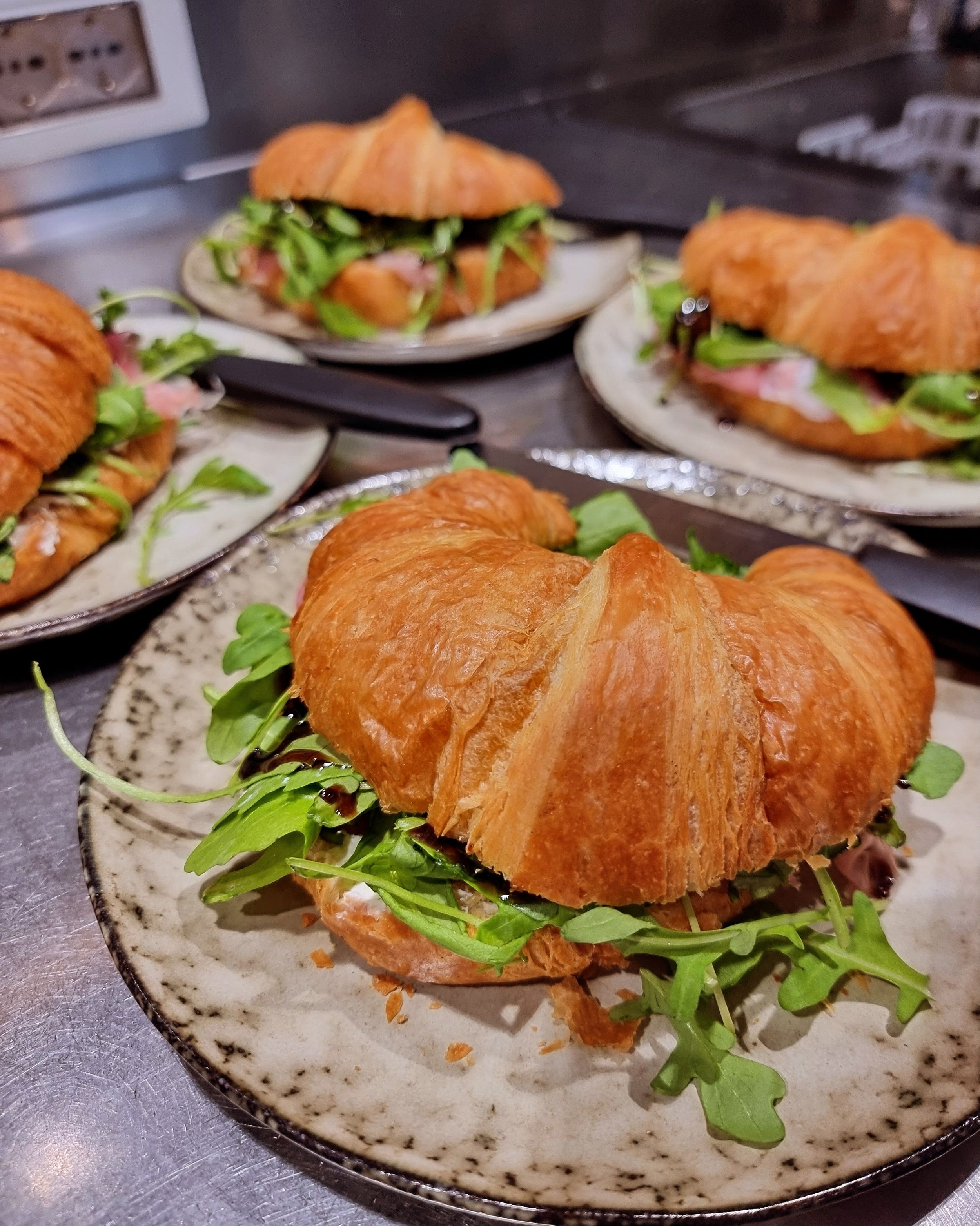 Crescent filled with salad on a plate