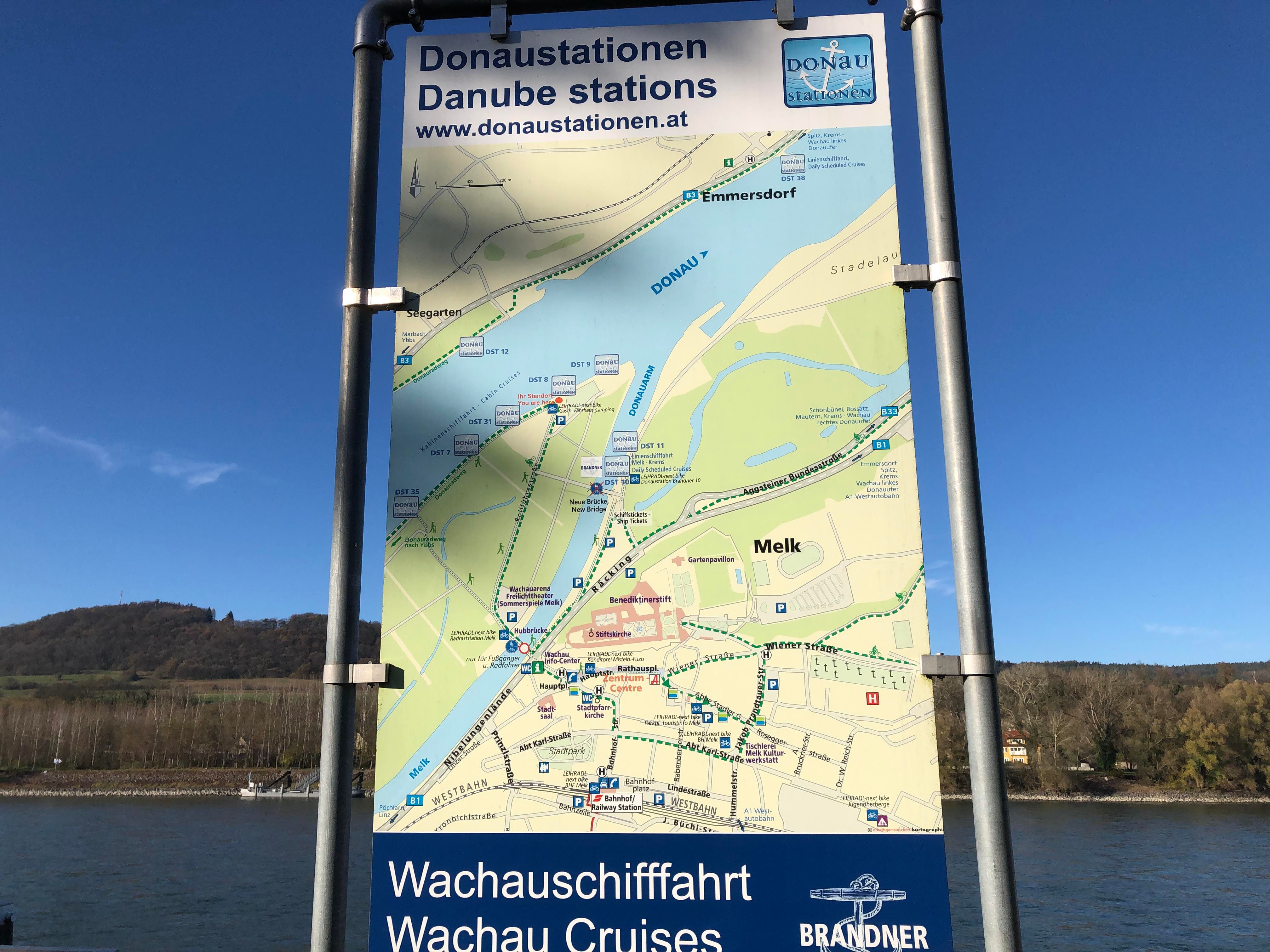Melk Danube stations orientation board
