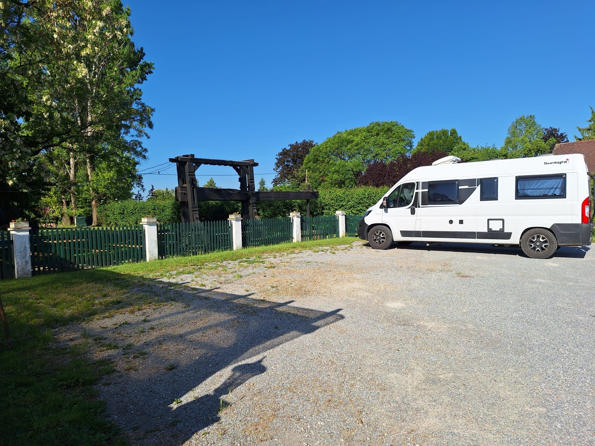 Parking lot with a motorhome 