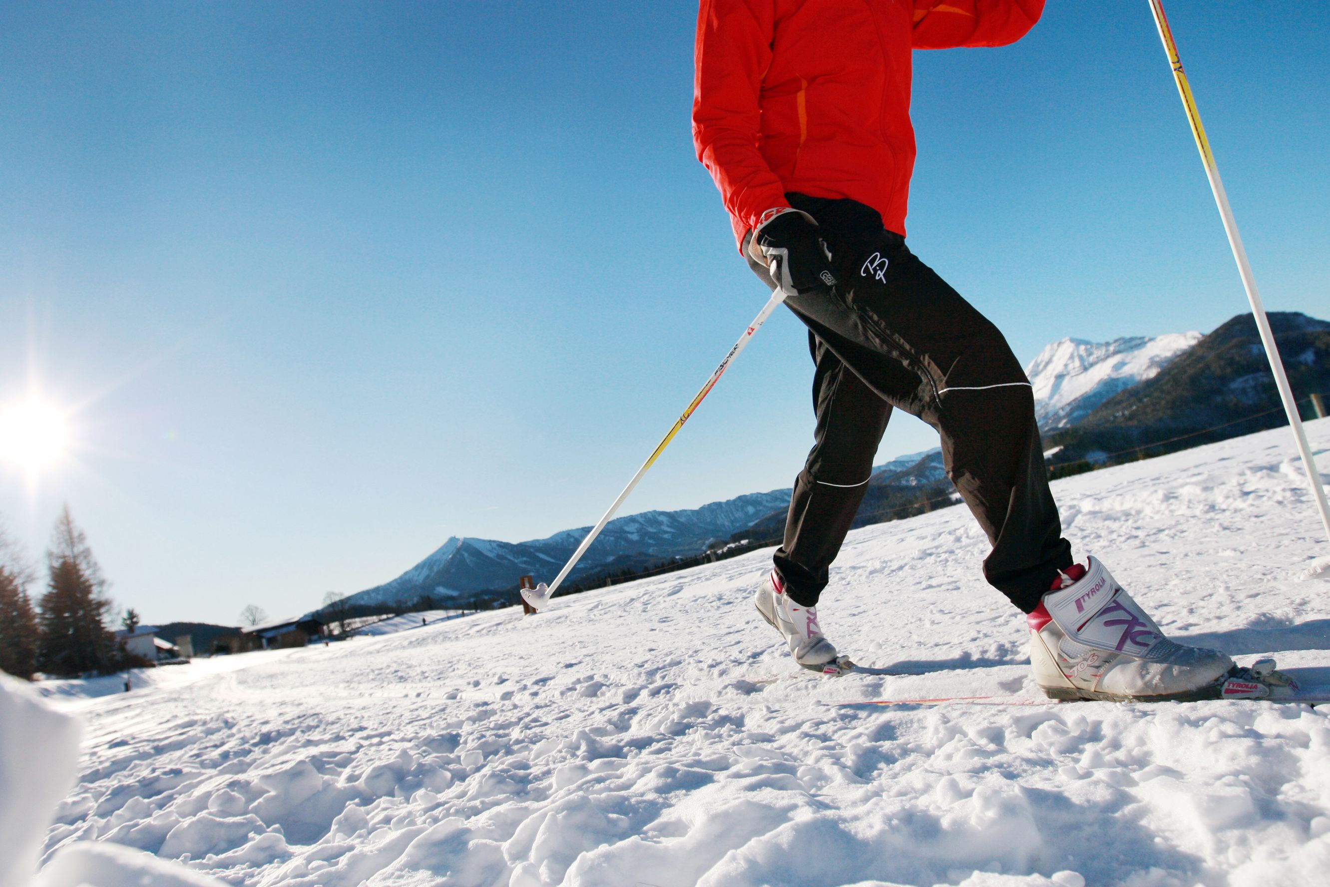 Cross-country skiing through the snow