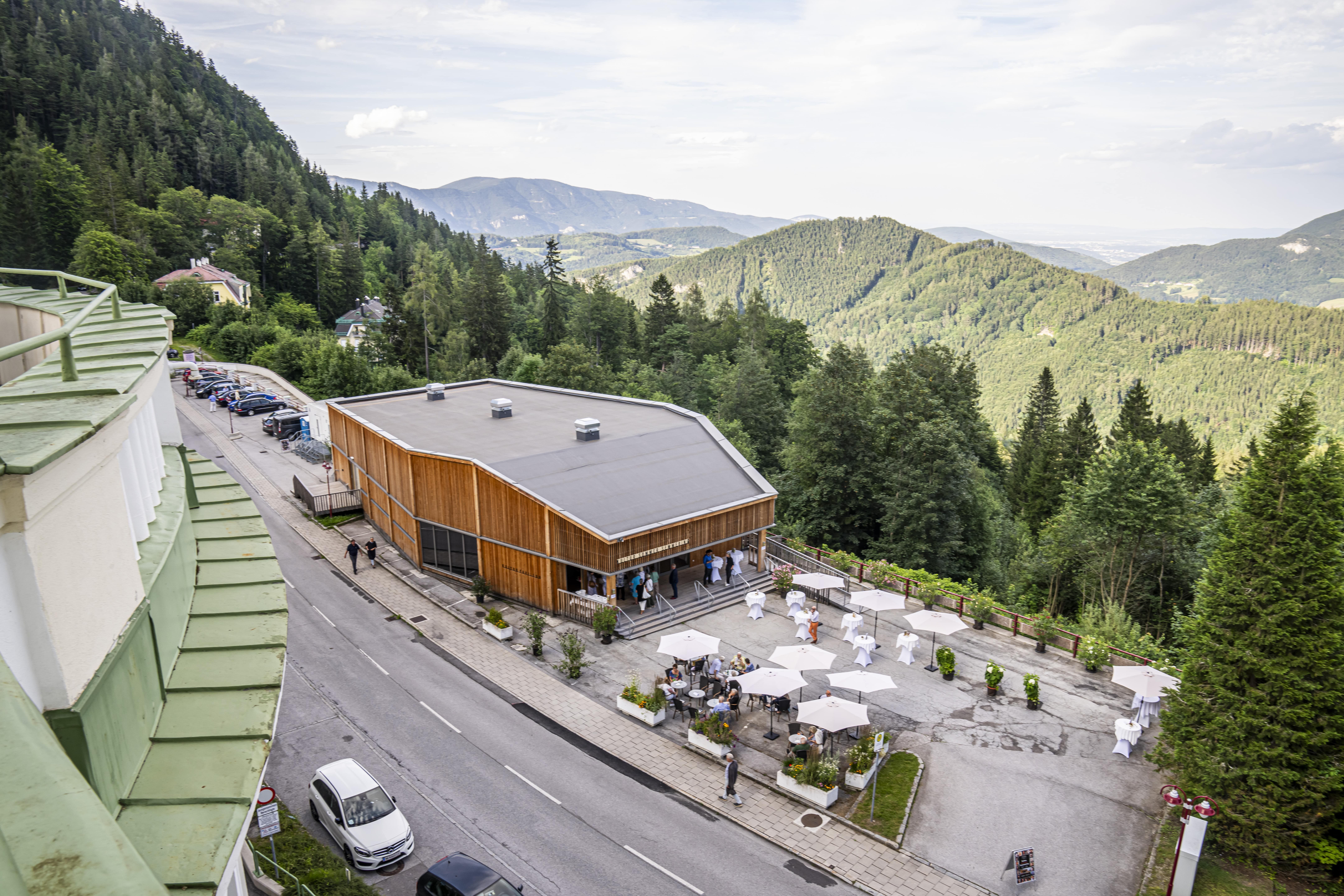 Drone view of a cultural site made of wood