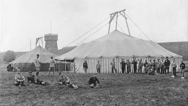 The prisoners were housed in tents in the early days of the camp, © Stadtgemeinde Wieselburg