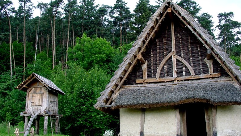 Traditional wooden houses in the Elsarn open-air museum.