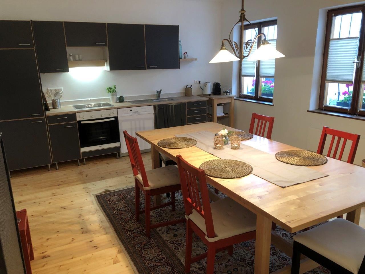 Dining area with kitchen