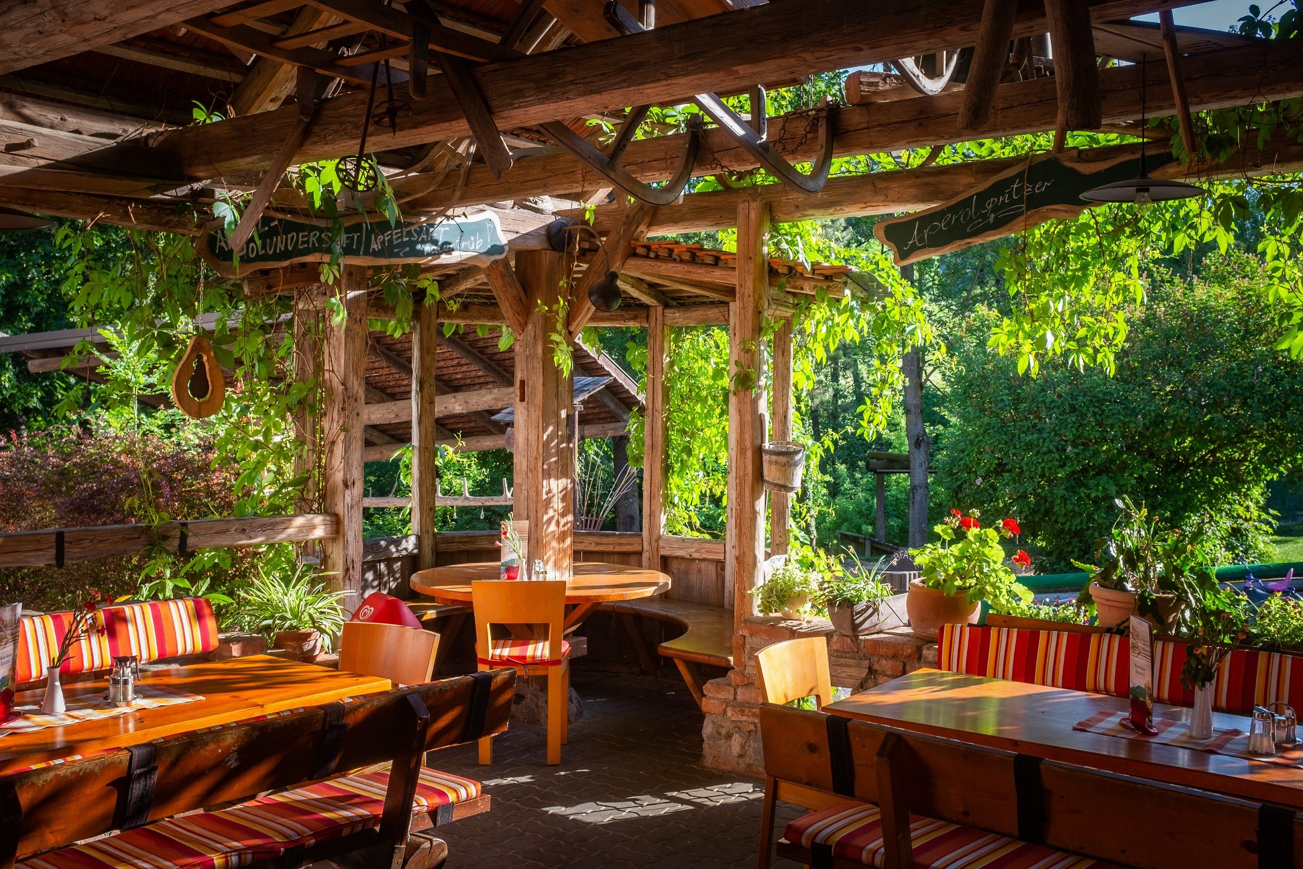 Sunny outdoor dining area with an inviting atmosphere