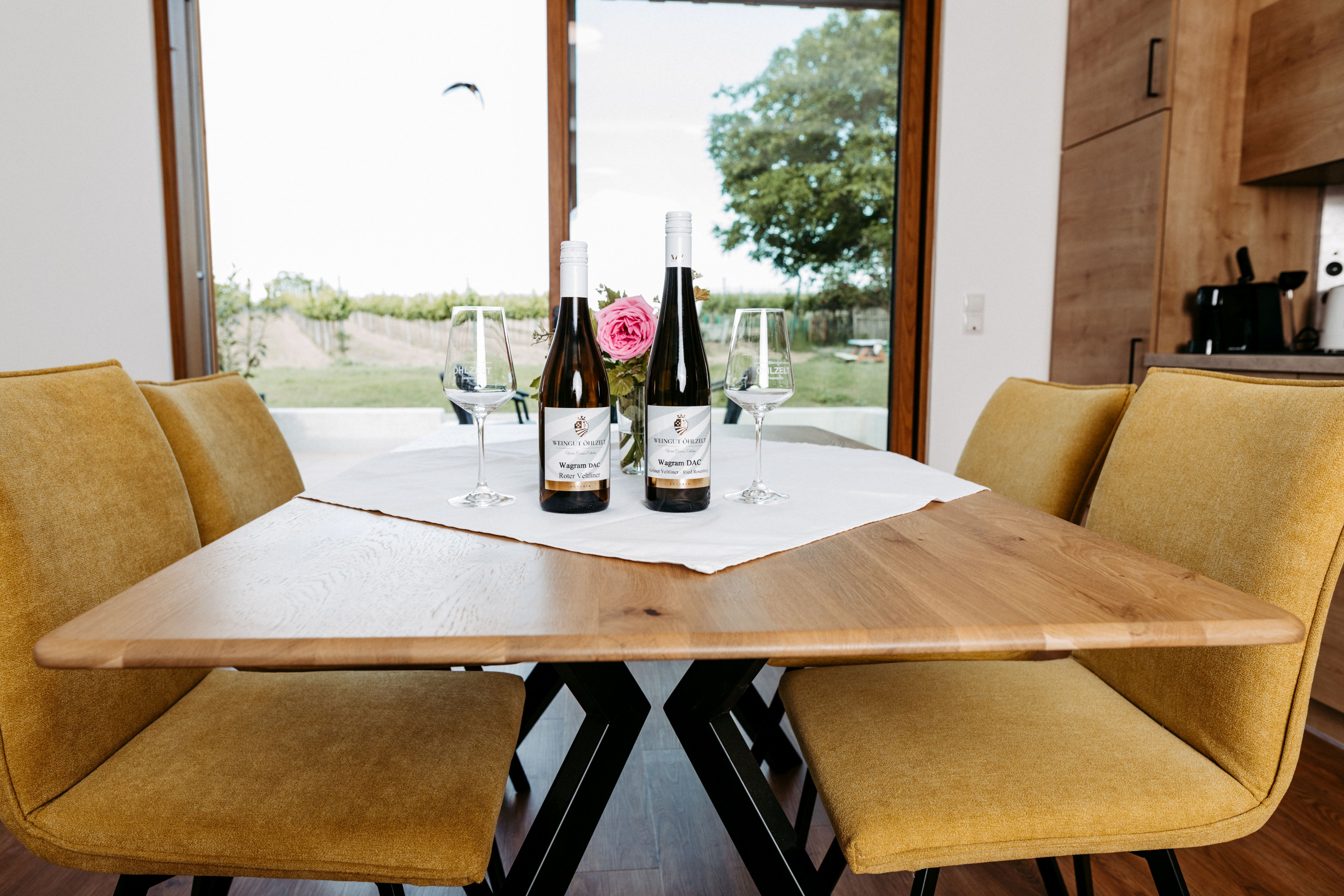 Modern vacation rental on the Wagram with a dining area, regional wines, and a direct view of the vineyards.