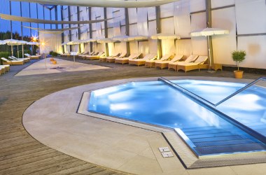 Covered reclining area at the Therme Laa Hotel &amp; Spa, © Therme Laa