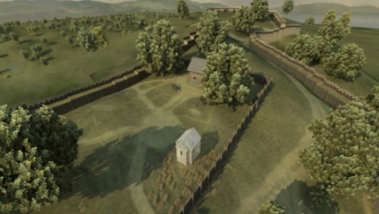 Virtual reconstruction of the manor house on the Obere Holzwiese in Thunau, © Grafik: Michael Lisner vdx.at; Beratung: Hajnalka Herold