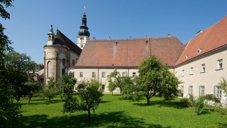 St. Pölten Cathedral with garden in the foreground.