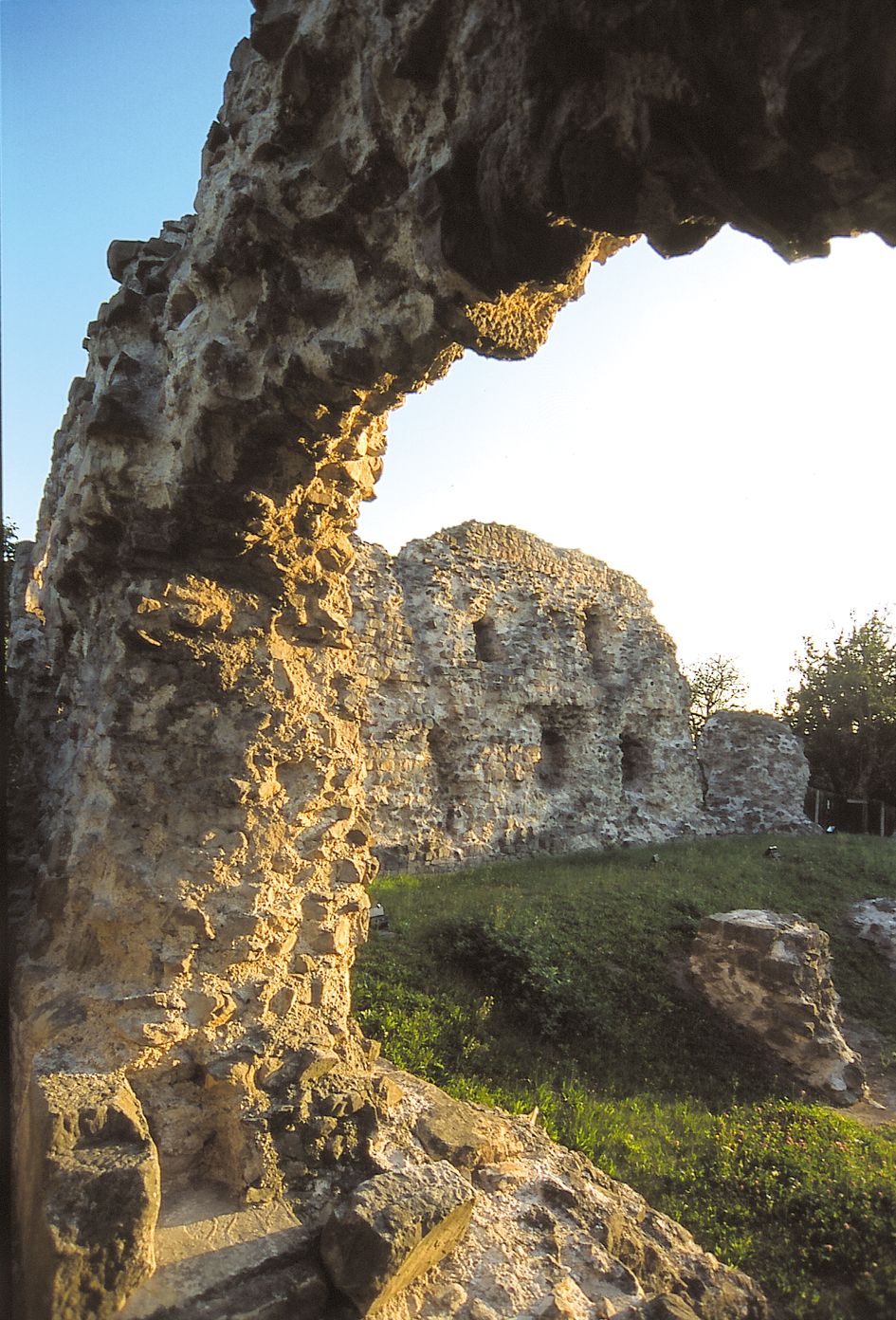Roman ruins in Zeiselmauer-Wolfpassing at sunset.