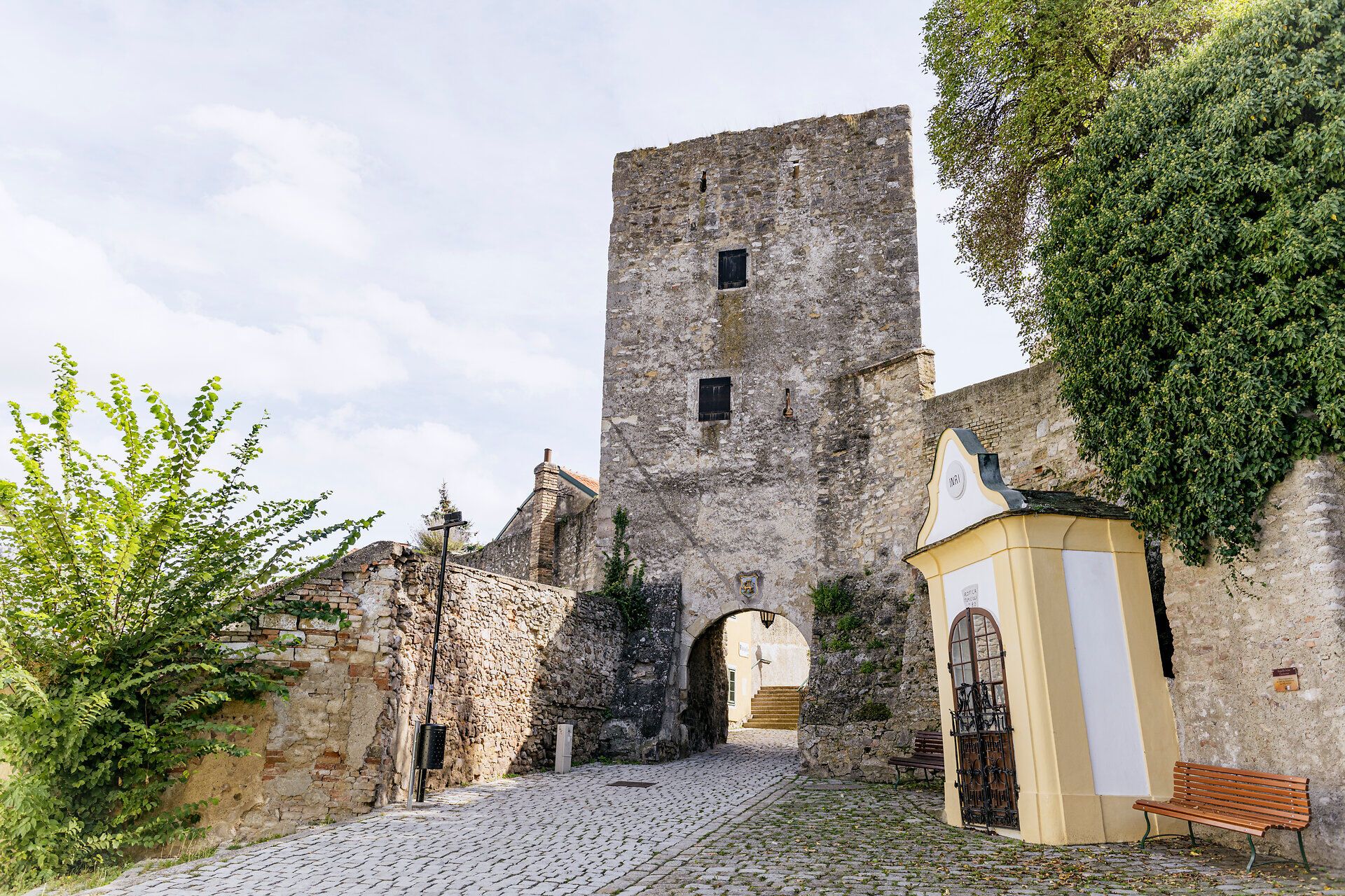 Fisherman's gate and town wall in Hainburg an der Donau.