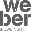 Logo of the Weber organic winery in gray lettering.