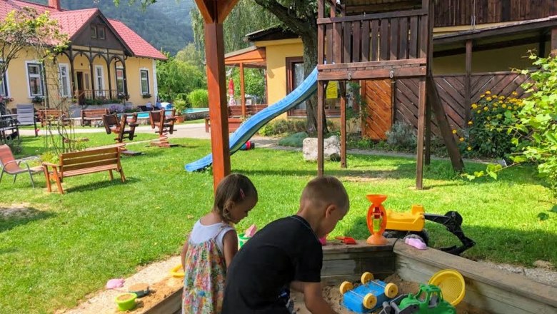 Sandpit at the playground, &copy; Reinhard Wallentin