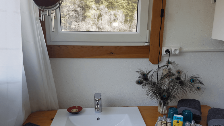 Washbasin in the Tiny House Living Legends: Brush your teeth in a box seat, &copy; Ederm&uuml;hle