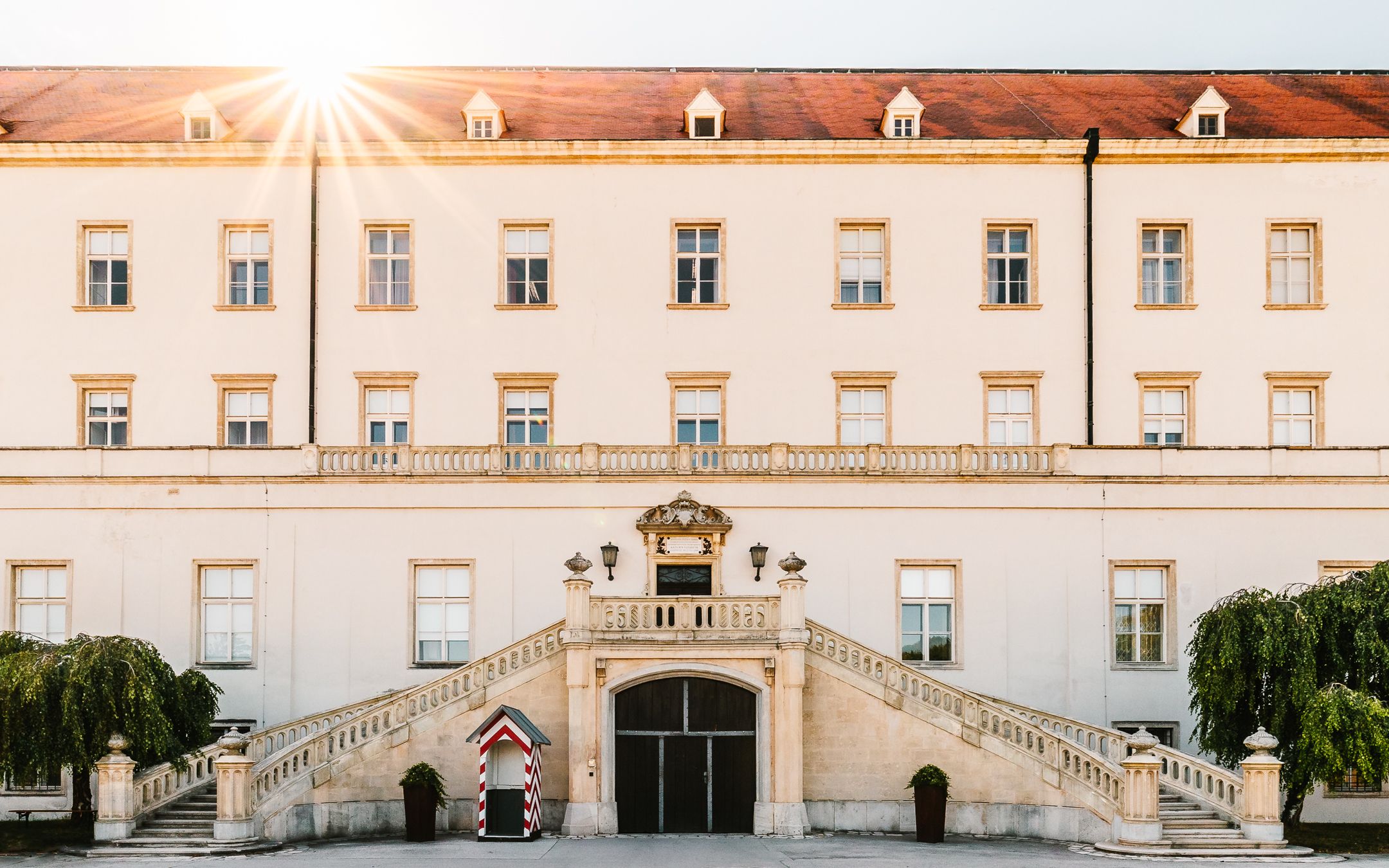 The Theresian Military Academy, with a grand staircase accessible from two sides