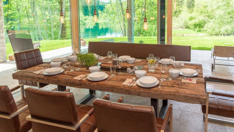 Dining area with lake view, © Ferienhaus am See
