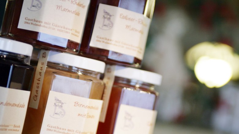 Jars of jam from the Bsteh guest house.