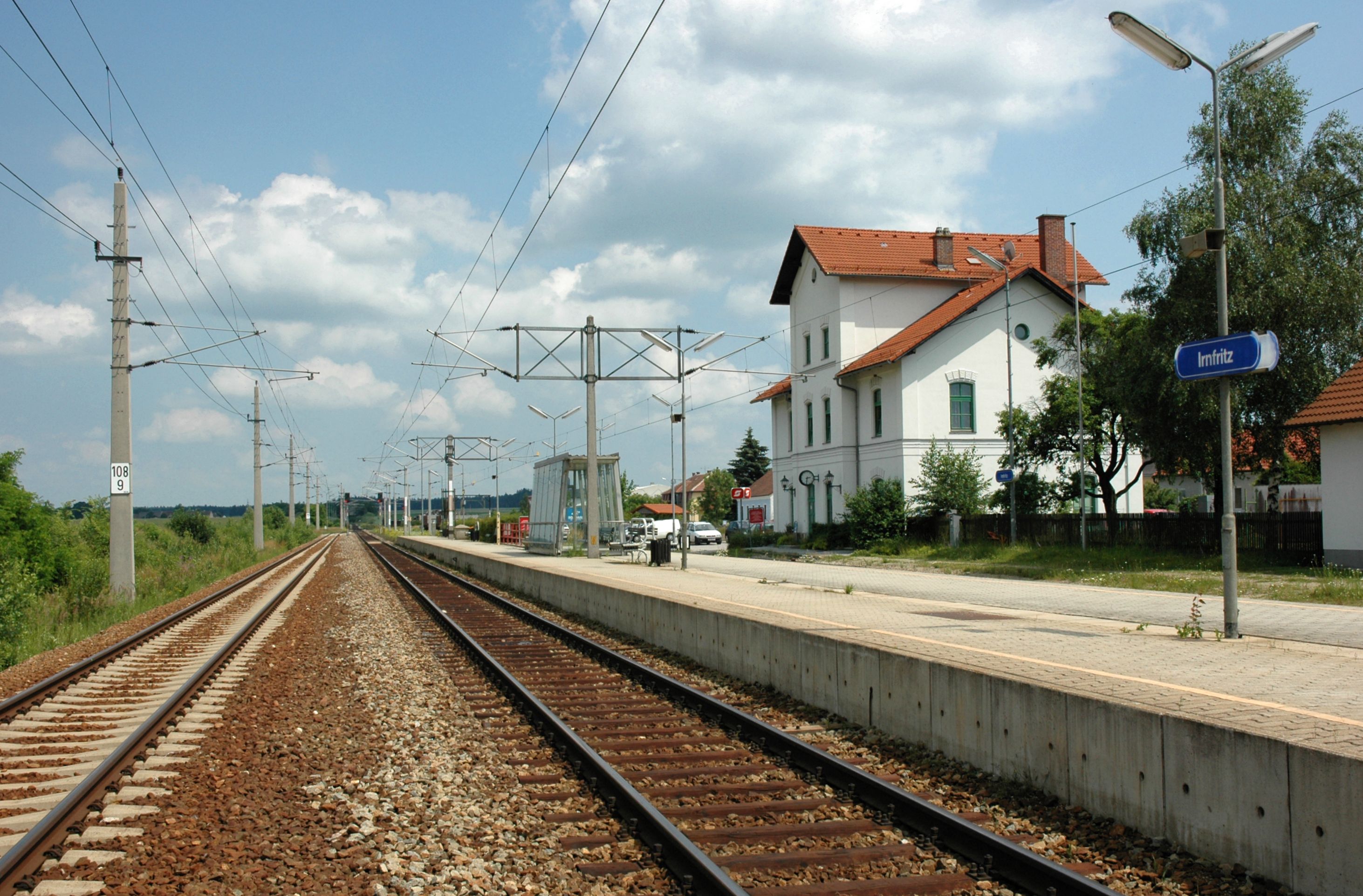 Small station with rails and platform