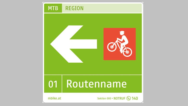 Mountain bike route, signposting
