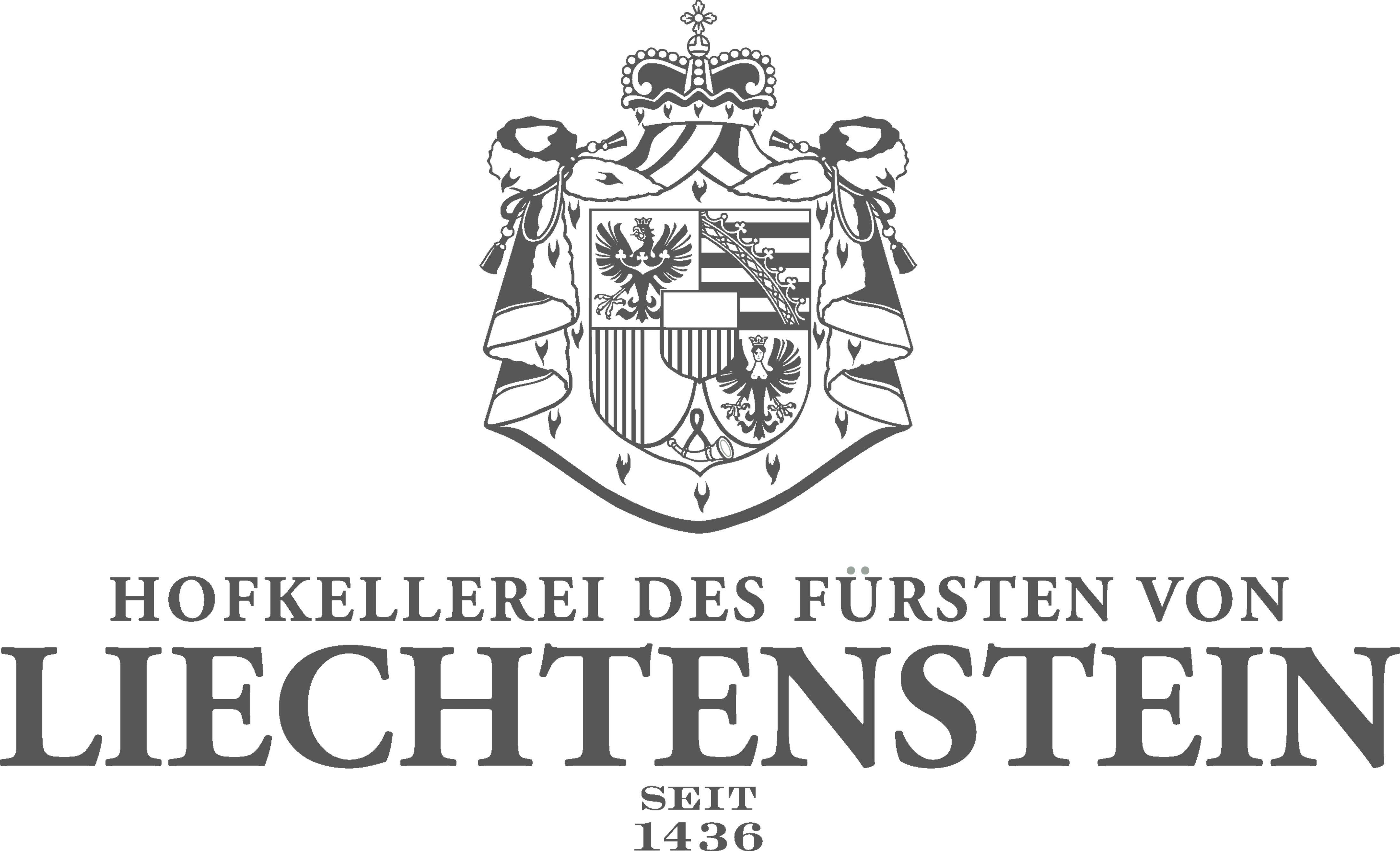 Logo of the Hofkellerei des Fürsten von Liechtenstein with coat of arms and lettering.