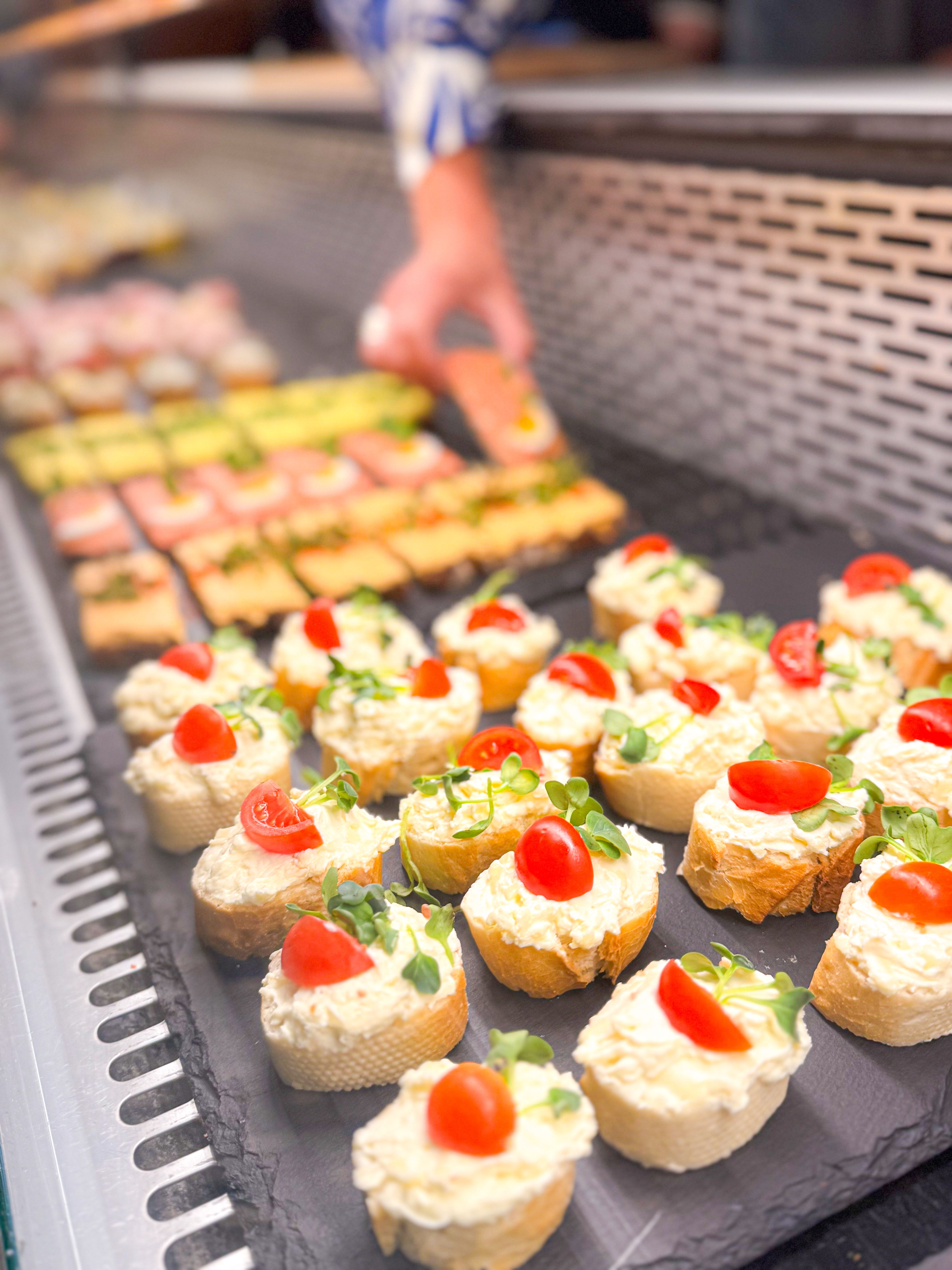 Baguette with spread and tomato