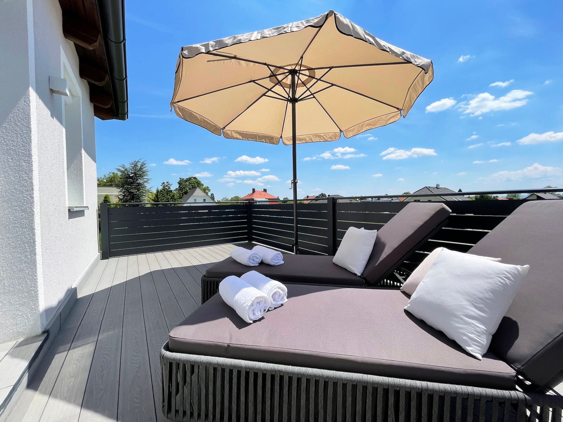 Balcony with sun loungers