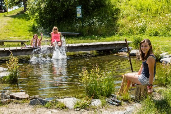 Splashing in the refreshing swimming pond, © Alpengasthof Enzian