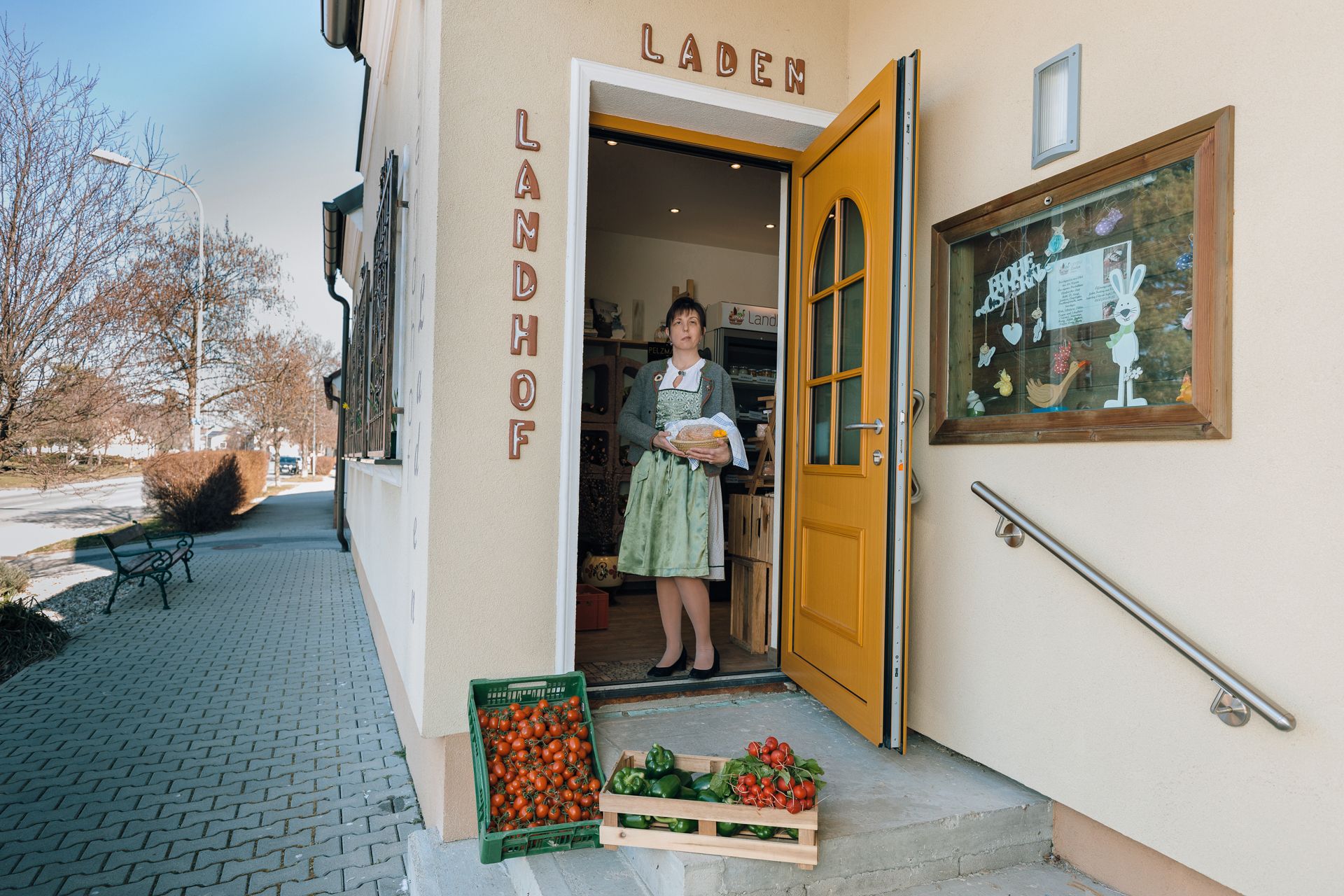 Landhof Laden Kittsee, Mrs. Paradeisz in front of the store