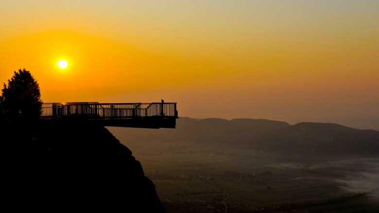 Viewing platform at sunset on the Hohe Wand.