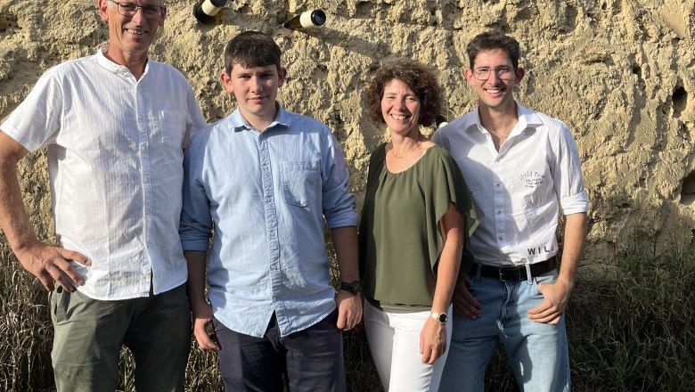 The Reinberger family in front of a loess wall