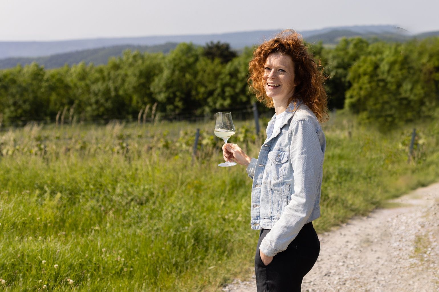 A glass of wine with a view