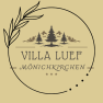 Logo of Villa Luef in M&ouml;nichkirchen with fir trees and stylized leaf motif.