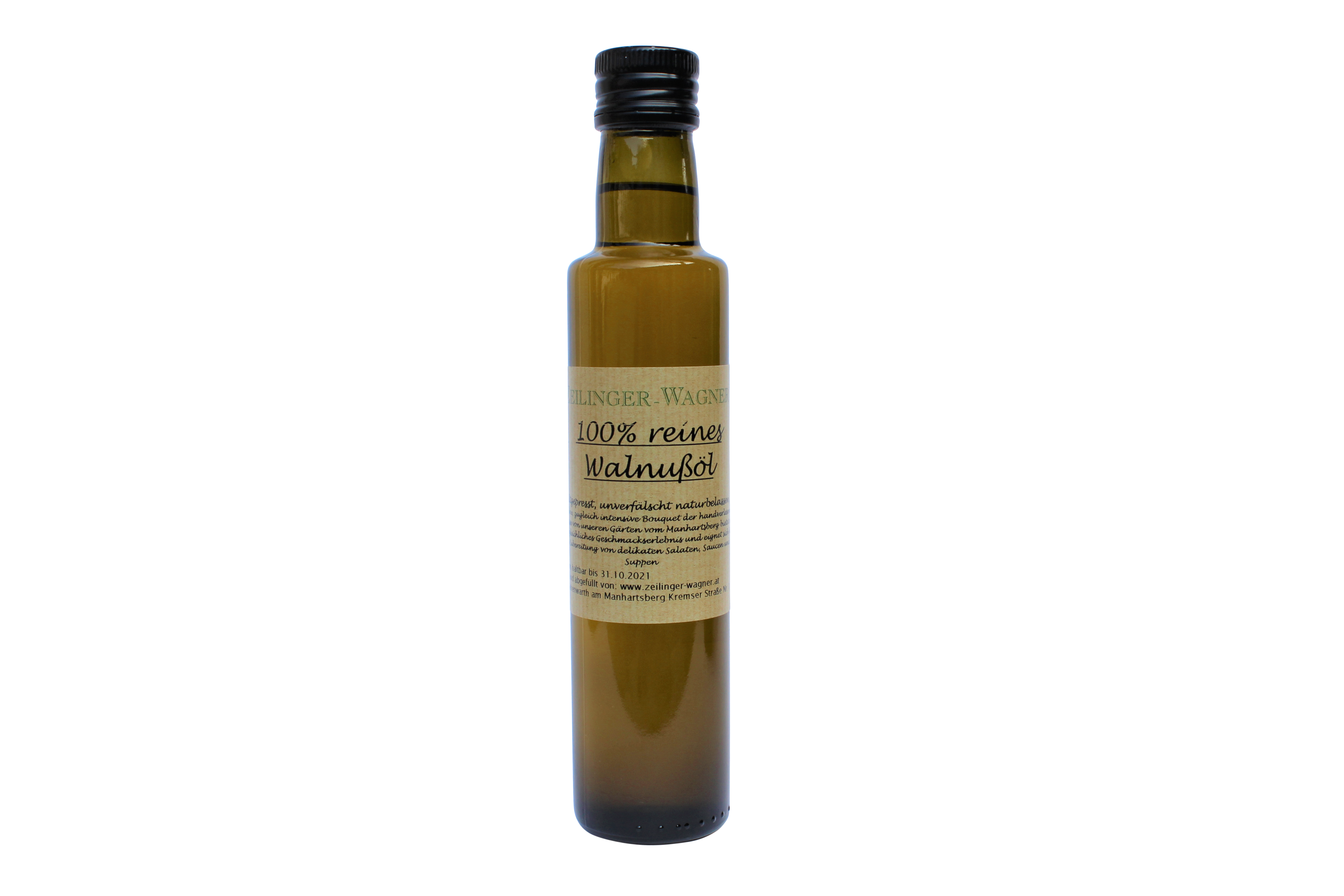 Bottle of 100% pure walnut oil from Zeilinger-Wagner.