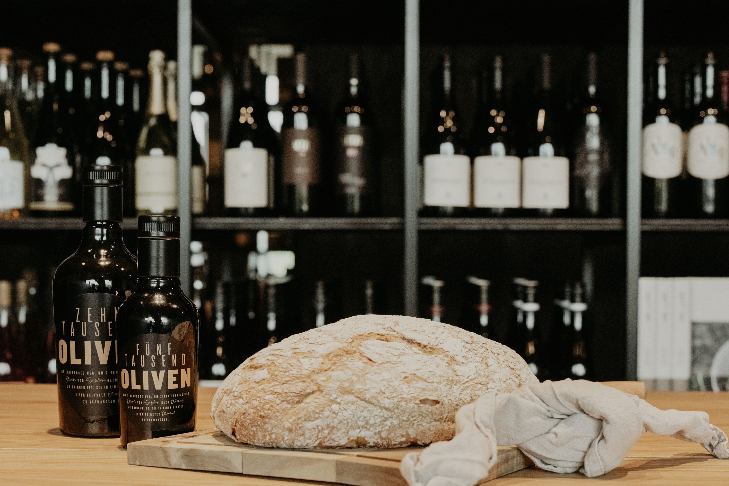 Bread loaf and olive oil