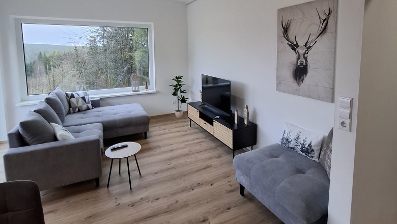 Living area with Smart TV, &copy; Waldzauber Hirschenwies