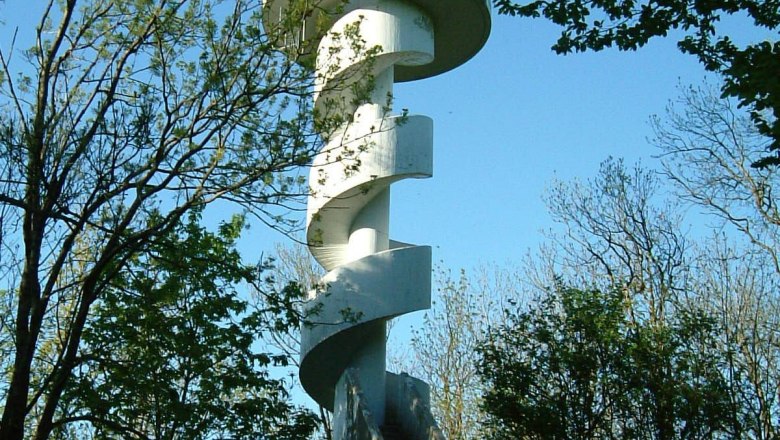 Leopold Figl lookout point with spiral staircase in the forest.