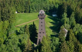 Viewpoint on the Jauerling surrounded by forest and meadows.