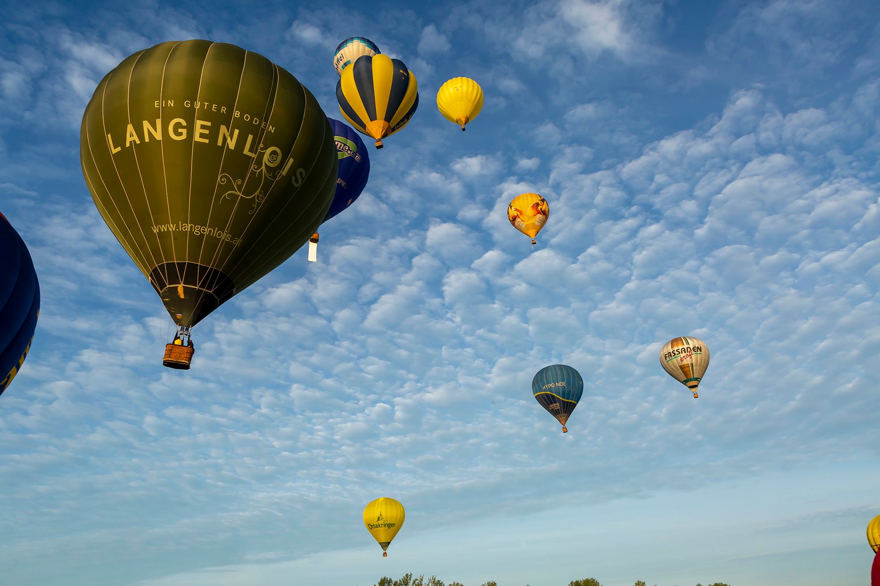 Hot air balloons in the sky at the Balloon Days Krems-Langenlois 2019.