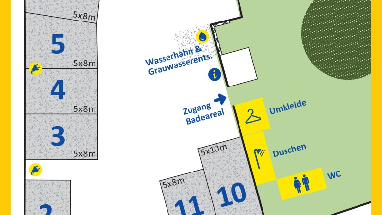 Site plan pond pitches in Mautern, © Donaucamping Krems Site plan pond pitches in Mautern, © Donaucamping Krems