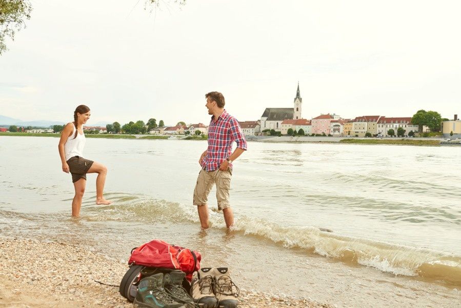 Cooling off in the Danube - Ybbs an der Donau in the background