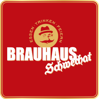 Logo of Brauhaus Schwechat with red background and white lettering.