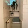 Bathroom with towels, plants and radiator.