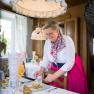 Landlady Maria-Luise serves apricot dumplings