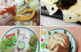 Various Austrian snacks with sausage, cheese and bread.